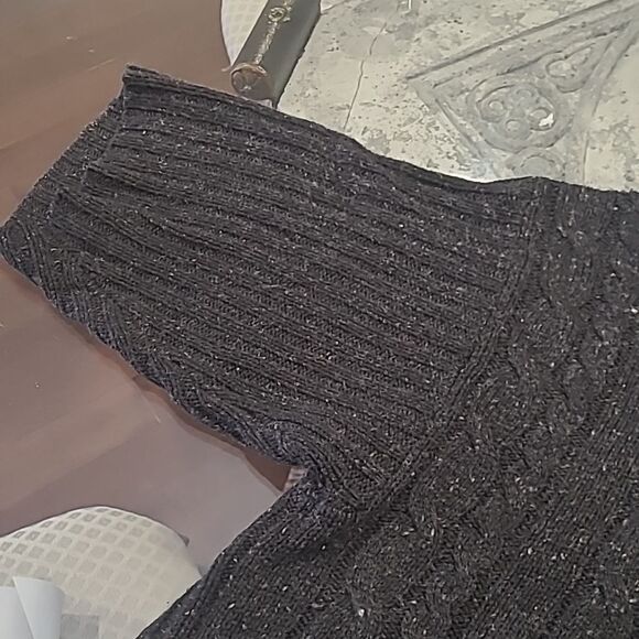 Wool blend poncho cable knit chunky warm sweater 3x - Picture 3 of 5